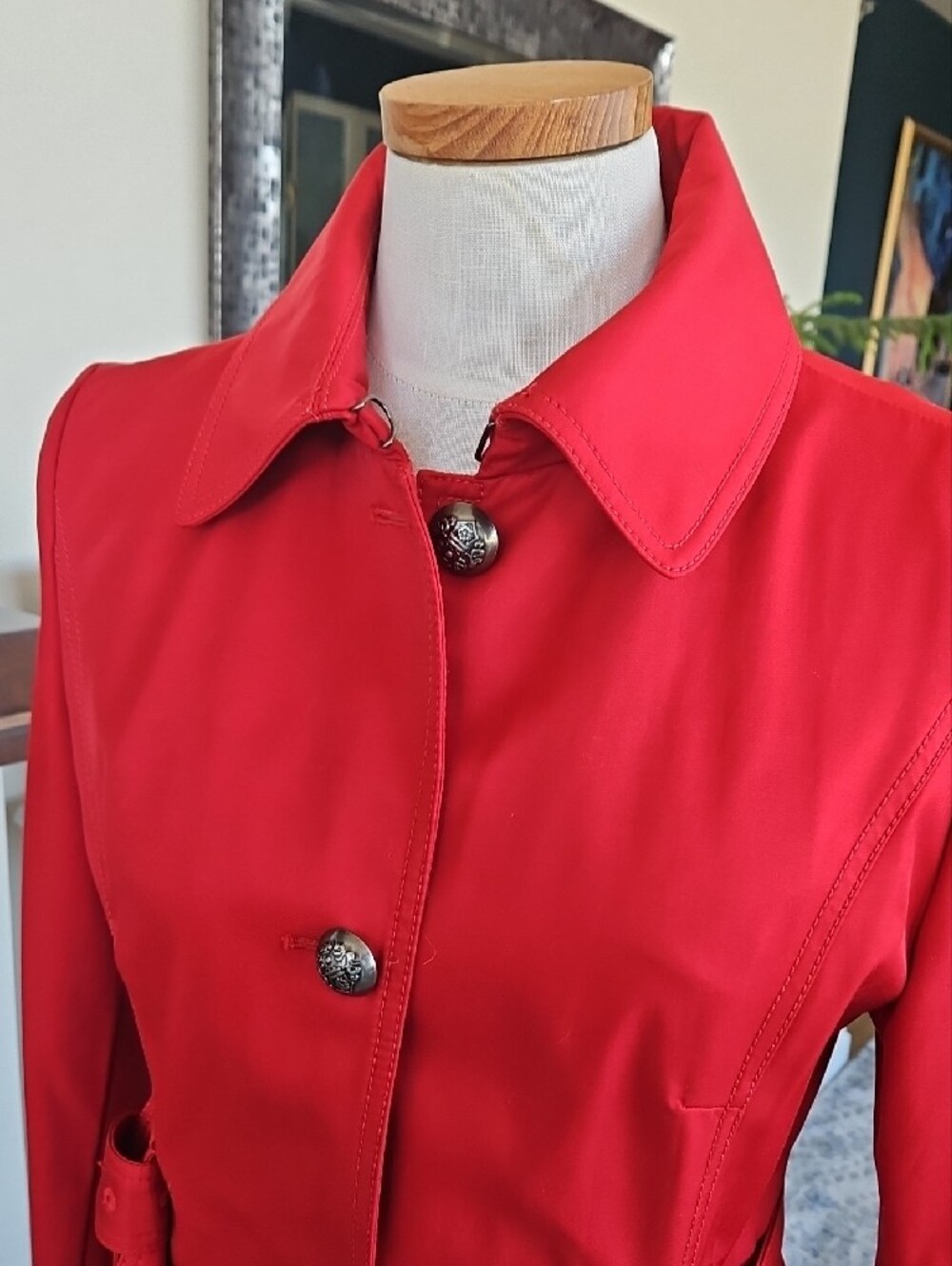Laundry By Shelli Segal Red Trench Coat with Belted Waist- Medium